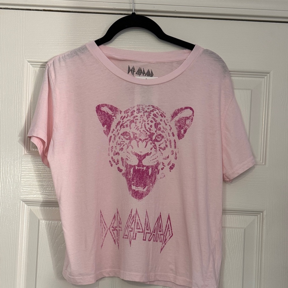 Def Leppard Pink Hysteria Graphic Cropped Tee Sz L